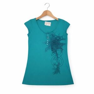 Vintage AERO Teal Graphic Tee | Y2K Style | Retro Logo Top